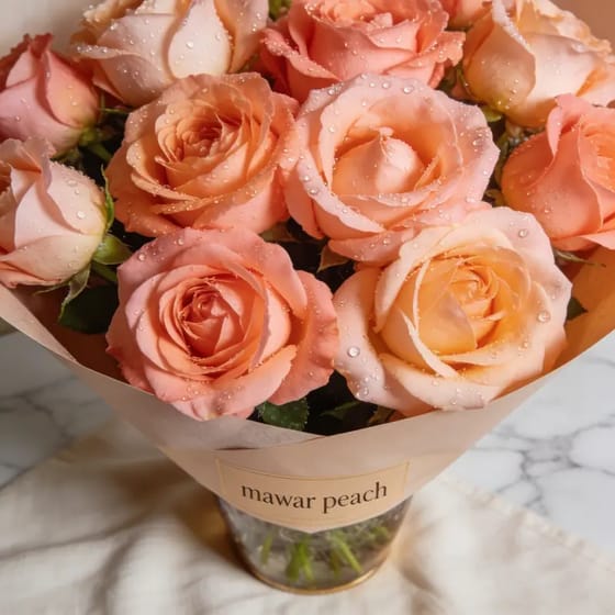 Karangan Bunga Meja Mawar Peach