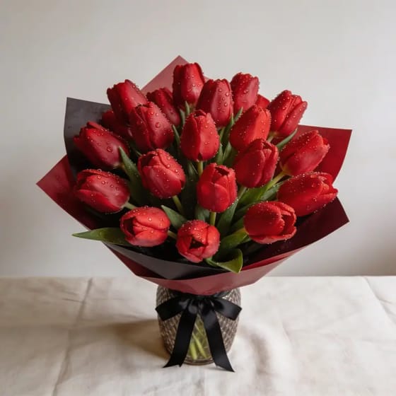 Karangan Bunga Tulip Merah