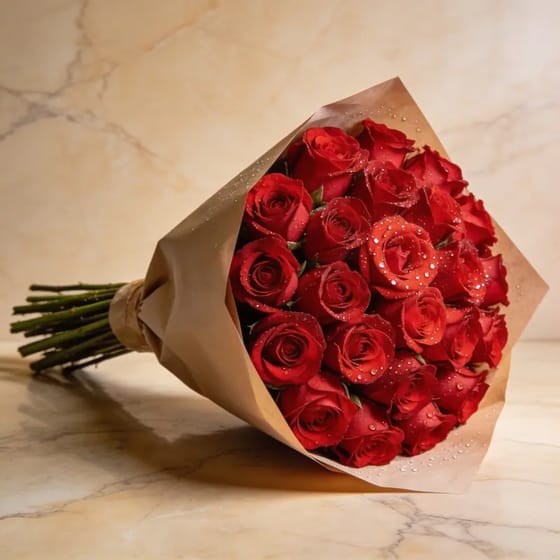 Buket Bunga Mawar Merah Romantis