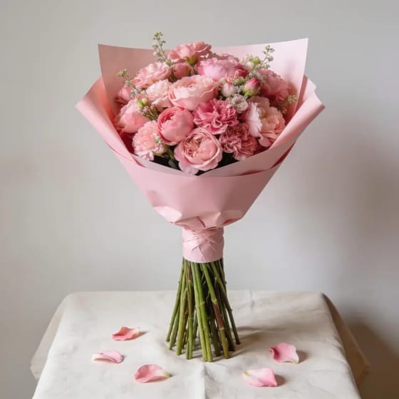 Buket Bunga Cantik Campur Pink