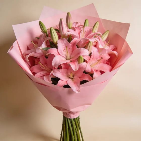 Buket Bunga Lily Pink