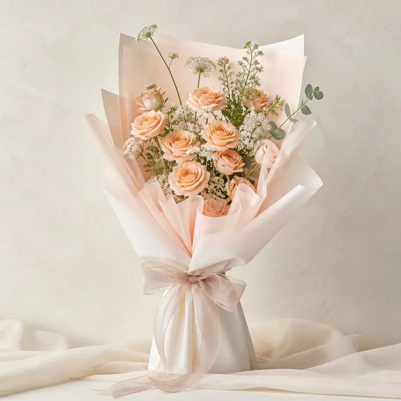Buket Wisuda Peach Soft