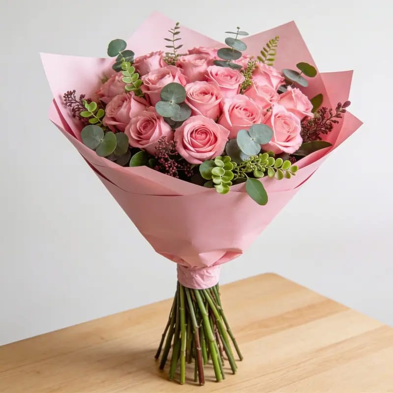 Buket Bunga Mawar Pink