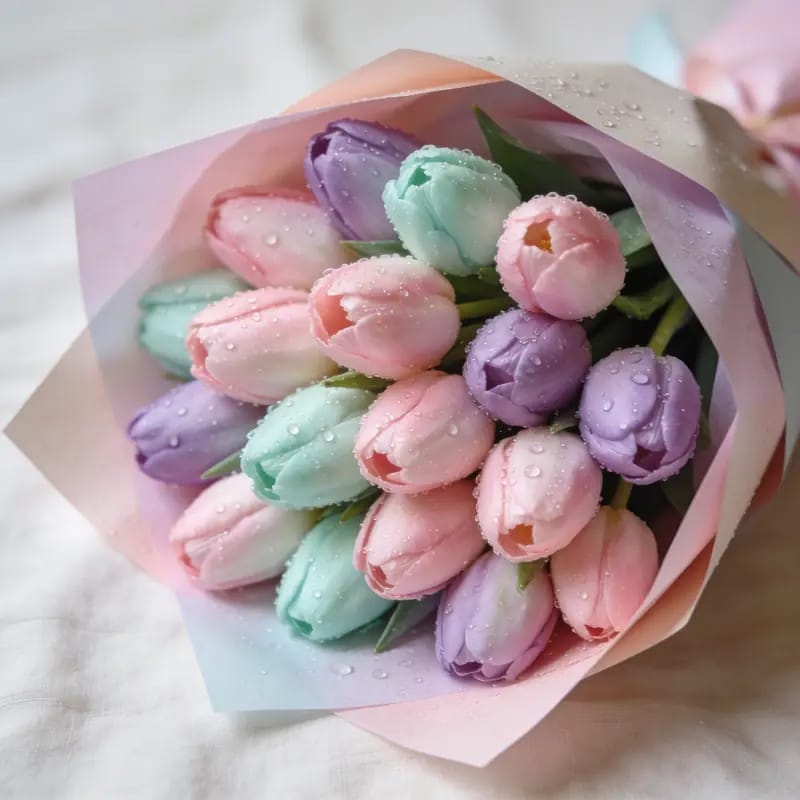 Buket Bunga Tulip Pastel