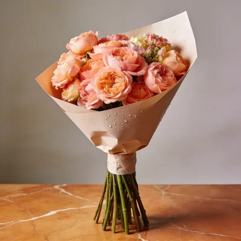 Buket Bunga Fresh Flower Peach