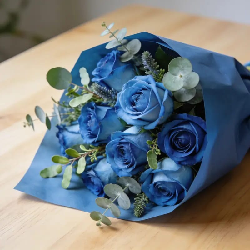 Buket Bunga Mawar Biru