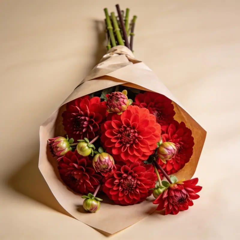 Buket Bunga Dahlia Merah